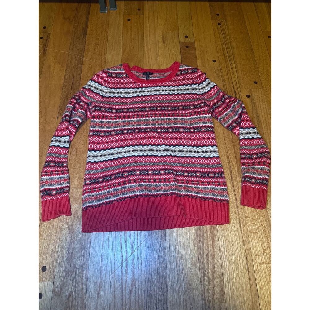 Talbots Colorful Fair Isle Crewneck Sweater Women's Sz Petite EUC